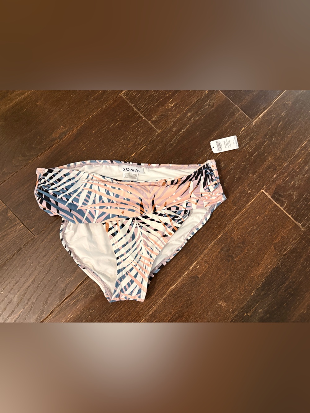 Soma Tropical Palm Print Bikini Bottoms - Pink & Blue
